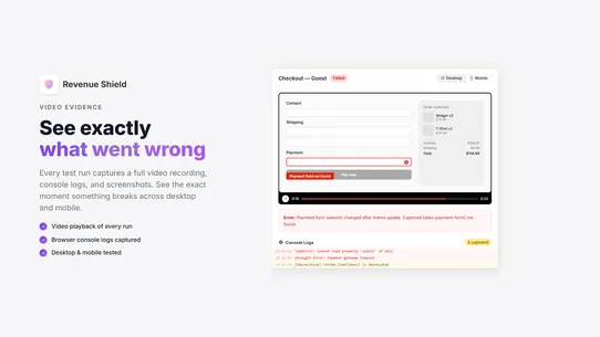 Revenue Shield: Checkout Tests screenshot