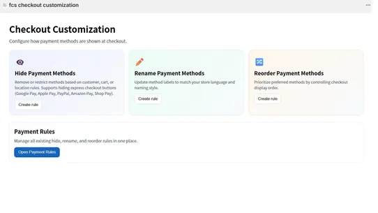 FCS Payment Customization screenshot