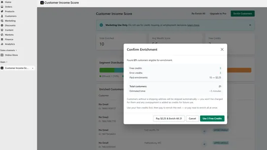 Customer Income Score screenshot