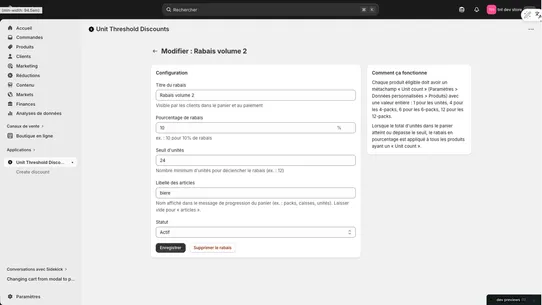 Unit Threshold Discounts screenshot