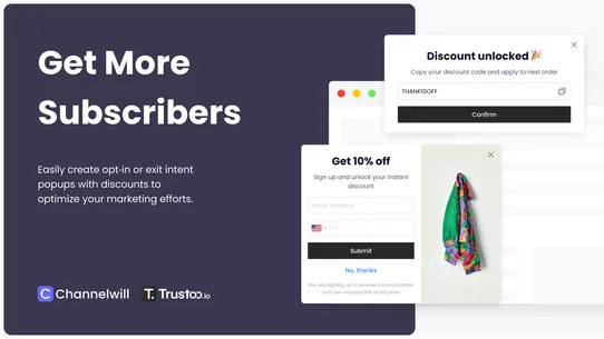 Trustoo Pop ups, Email Popups screenshot