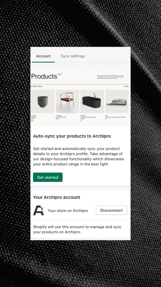 Archipro Product Sync screenshot