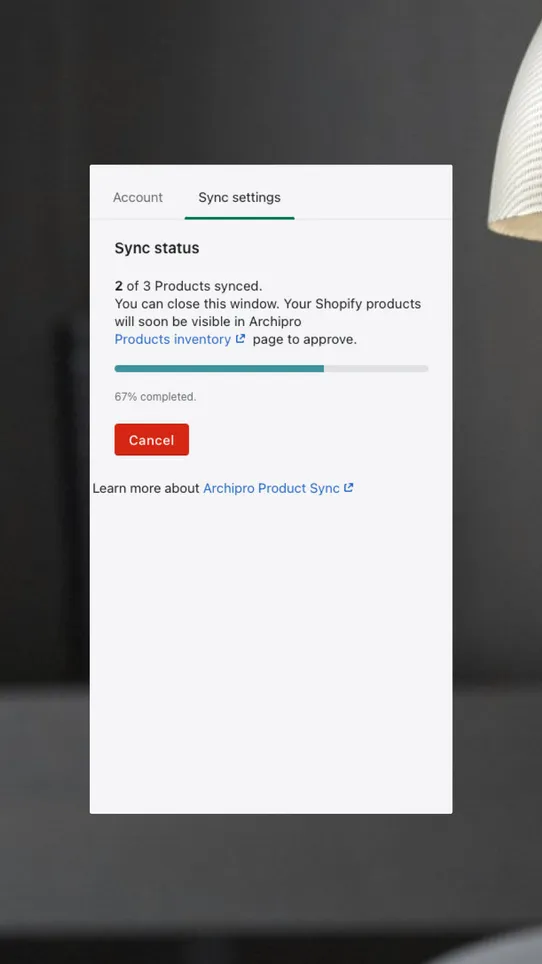 Archipro Product Sync screenshot