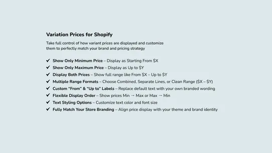 Variation Price Display Range screenshot