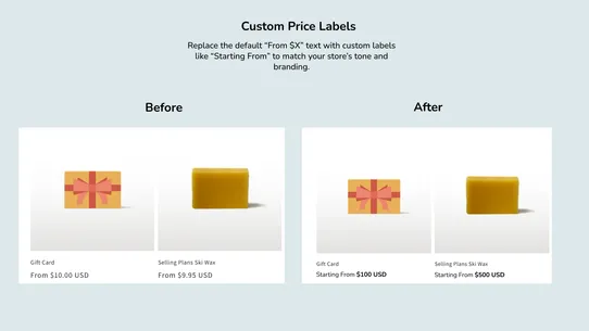 Variation Price Display Range screenshot