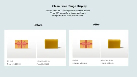 Variation Price Display Range screenshot