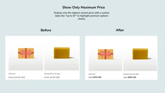 Variation Price Display Range screenshot