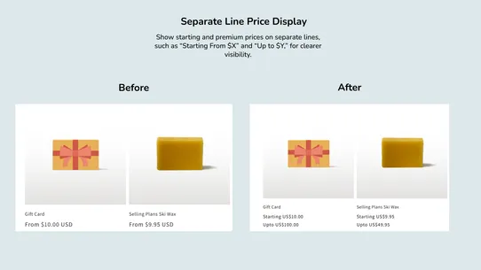 Variation Price Display Range screenshot
