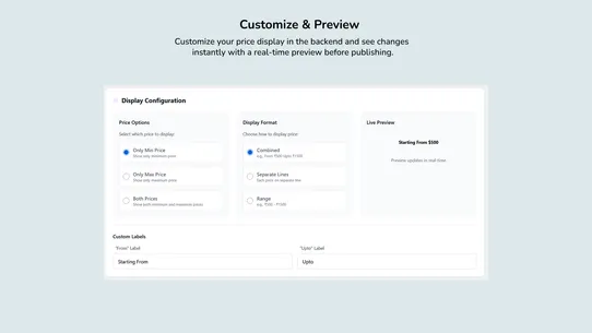 Variation Price Display Range screenshot