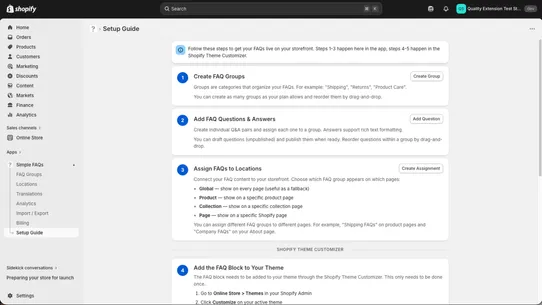 Simple FAQs screenshot