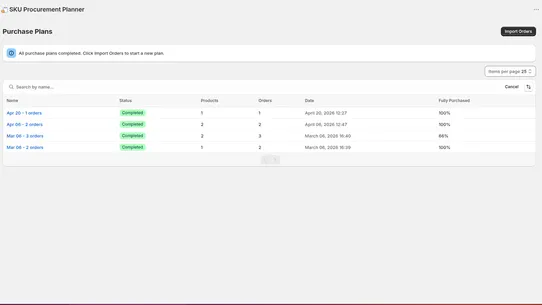 SKU Procurement Planner screenshot