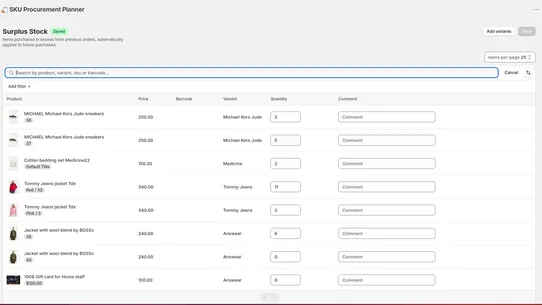 SKU Procurement Planner screenshot