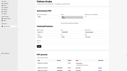 Fatture Aruba screenshot