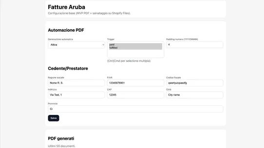 Fatture Aruba screenshot