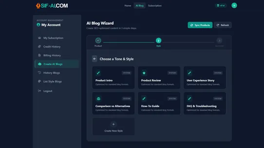 SIF AI BlogGen screenshot