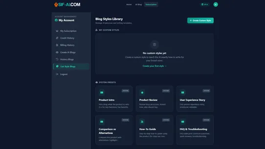 SIF AI BlogGen screenshot