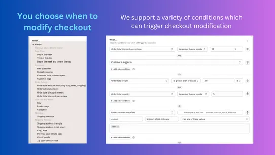 NovaPay Checkout Rules screenshot