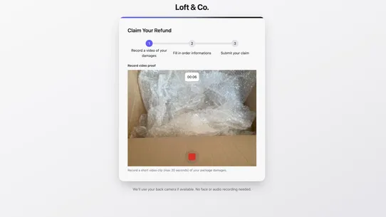 Safe returnless reimbursement screenshot