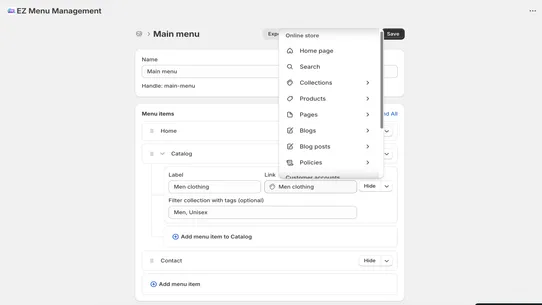 EZ Menu Management screenshot