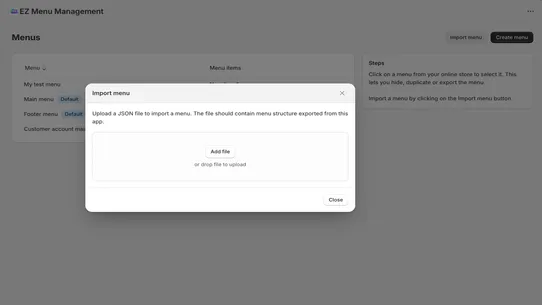 EZ Menu Management screenshot