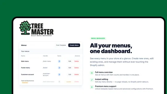 Tree Master ‑ Bulk Menus screenshot