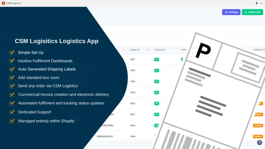 CSM Logistics Fulfilment screenshot