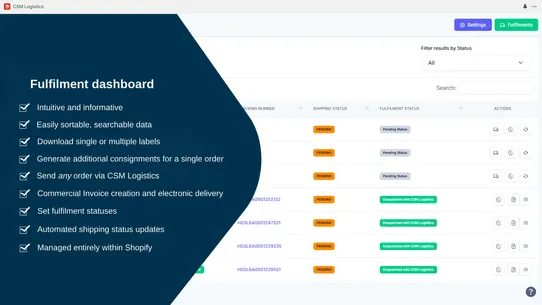 CSM Logistics Fulfilment screenshot
