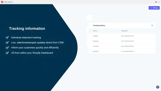 CSM Logistics Fulfilment screenshot