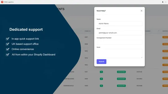 CSM Logistics Fulfilment screenshot