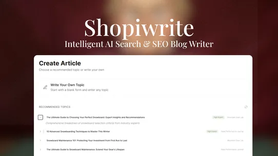 Shopiwrite AI Search &amp; SEO screenshot