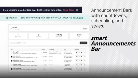Smart Announcements Bar screenshot