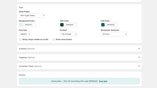 Smart Announcements Bar screenshot