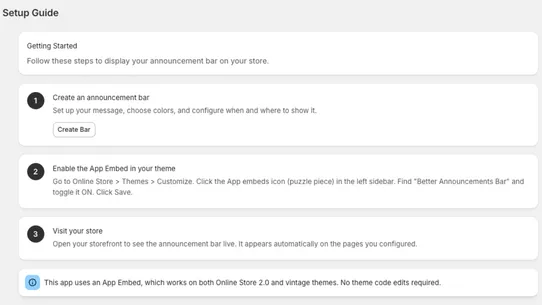 Smart Announcements Bar screenshot