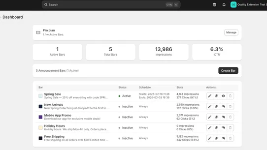 Smart Announcements Bar screenshot