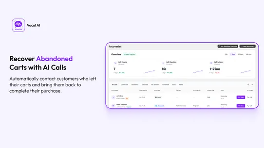 Vocal AI ‑ Abandoned Cart screenshot