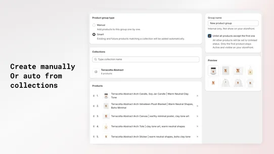 Opsify product groups screenshot