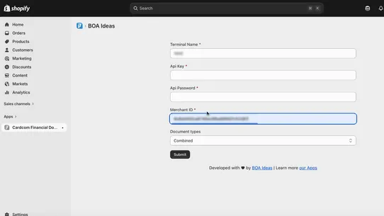 Cardcom Financial Documents screenshot