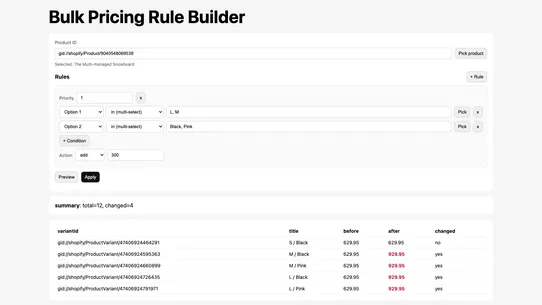 Kando1 Variant Bulk Editor screenshot