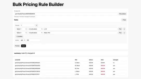 Kando1 Variant Bulk Editor screenshot
