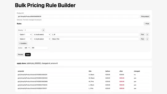 Kando1 Variant Bulk Editor screenshot