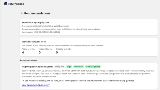 ReturnSense screenshot