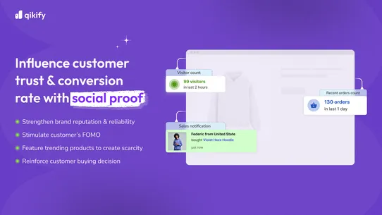 qikify Sales Pop up &amp; Proof screenshot
