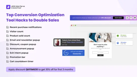 qikify Sales Pop up &amp; Proof screenshot