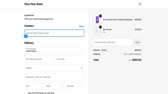 Custom fee value for plus screenshot