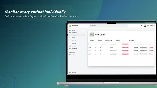 StockAlert — Inventory Alerts screenshot