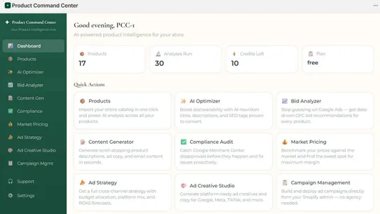 Product Command Center screenshot
