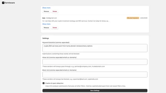 Formlware screenshot