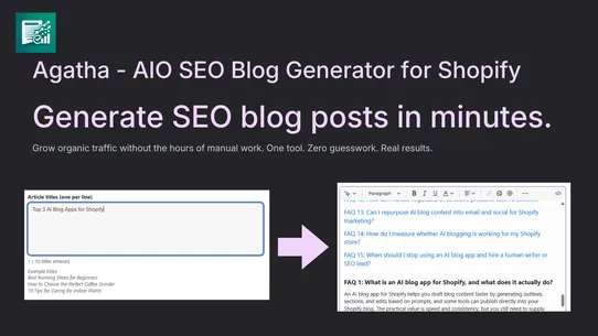 Agatha: AIO SEO Blog Generator screenshot