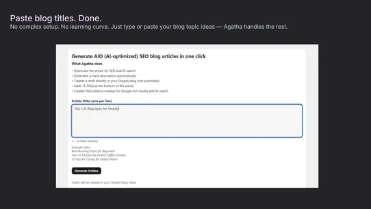 Agatha: AIO SEO Blog Generator screenshot