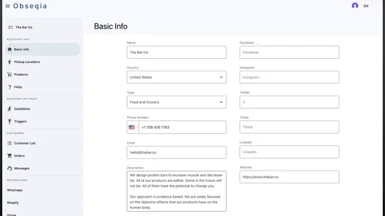 Obseqia Assistant screenshot